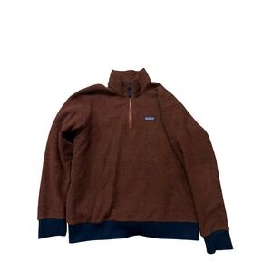 Patagonia Shelled Retro-X Fleece Pullover Mens Large Brown Navy 1/4 Zip
